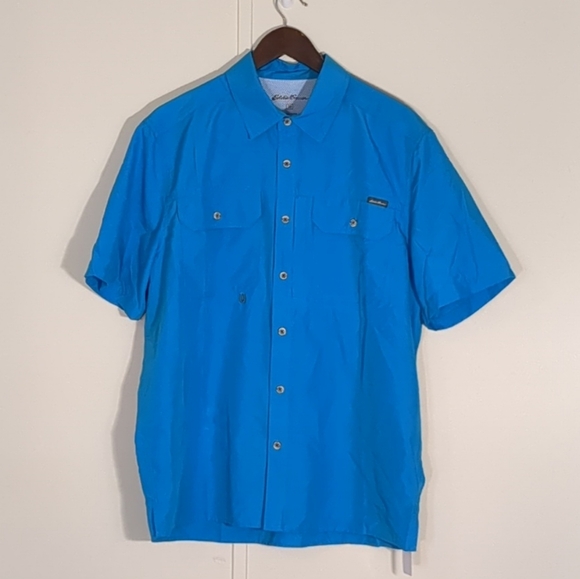 Eddie Bauer Other - Eddie Bauer‎ Short Sleeve Vented Safari Hunting Fishing Shirt Blue Danube